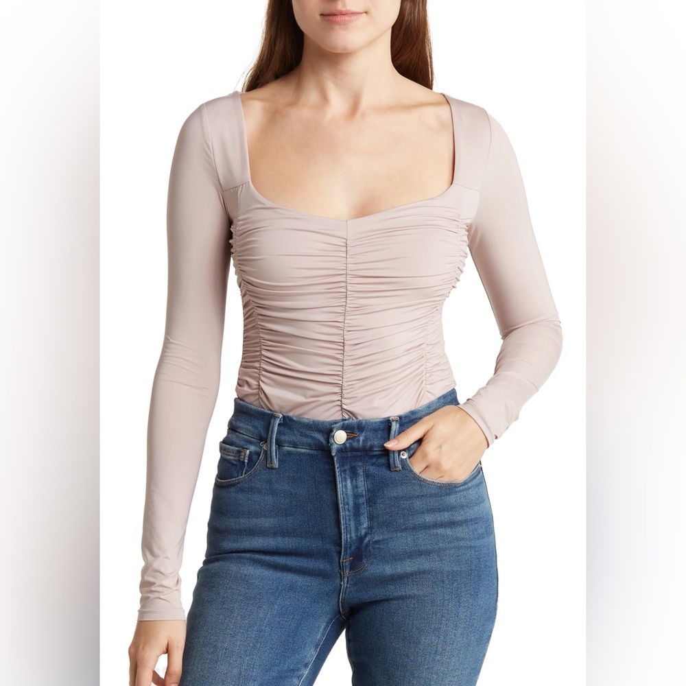 Elodie Ruched Long Sleeve Bodysuit NWT